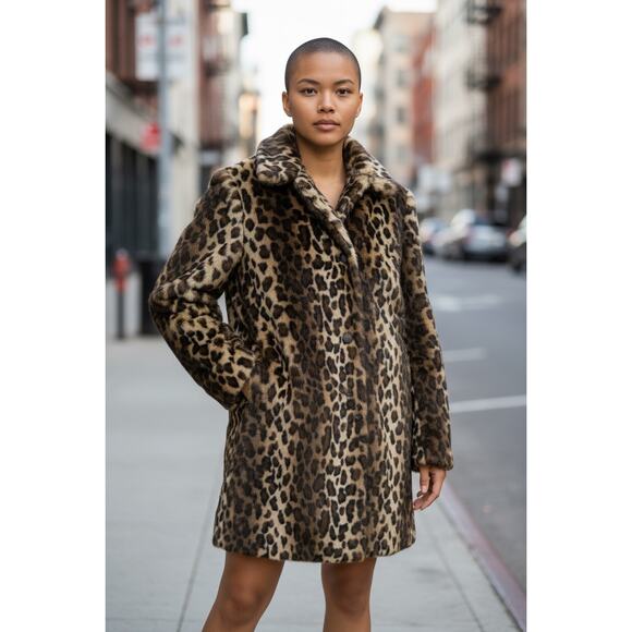 BCBG Generation Cheetah Leopard Faux Fur Coat  M - Picture 1 of 13